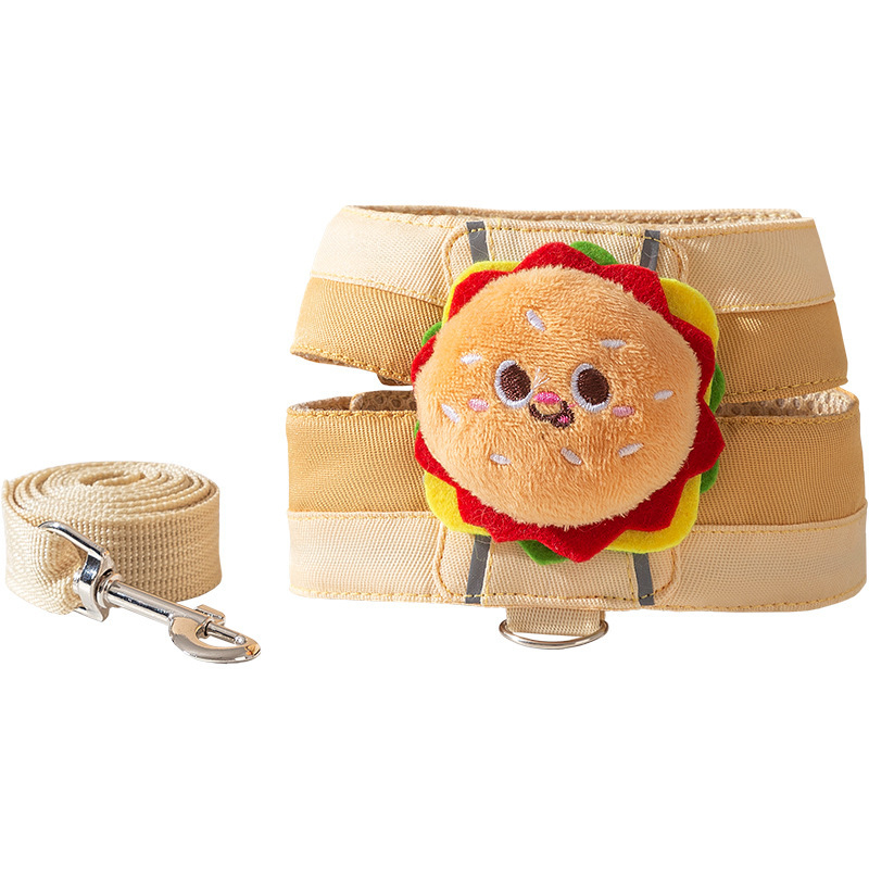 Hamburger French Fries Plush Cat Harness Leash Set Sizes S M L XL