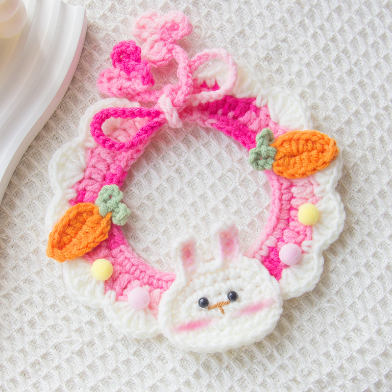 Hand-Knitted Wool Pet Collar Scarf Adjustable for Dogs and Cats