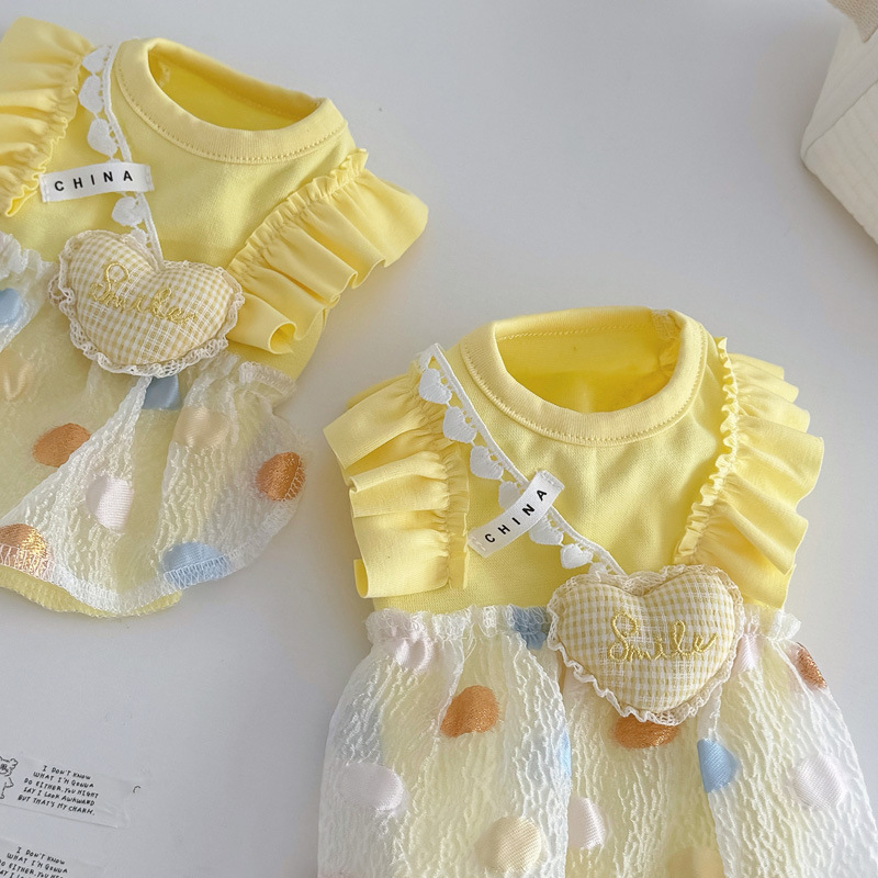 Cotton Pet Sundress for Small Dogs - Sunshine Yellow Sleeveless Vest