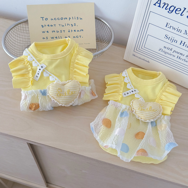 Cotton Pet Sundress for Small Dogs - Sunshine Yellow Sleeveless Vest