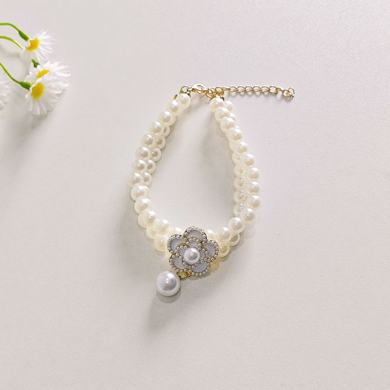 Vintage Floral Pearl Pet Necklace for Small Dogs