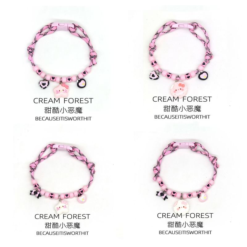 Pink Black Star Charm Pet Collar Adjustable for Dogs Cats