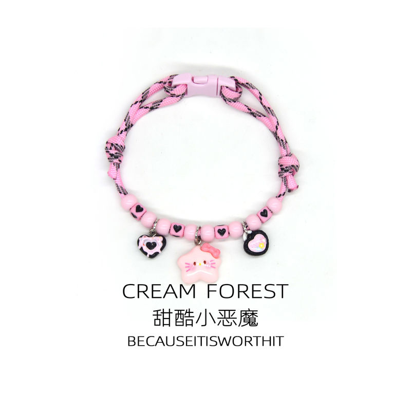 Pink Black Star Charm Pet Collar Adjustable for Dogs Cats