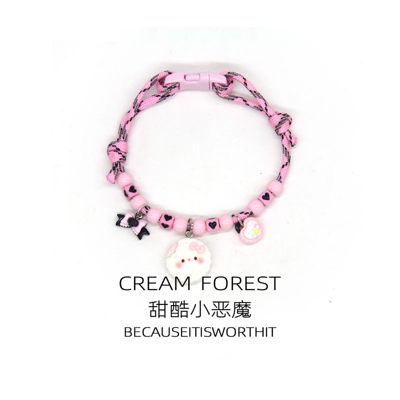 Pink Black Star Charm Pet Collar Adjustable for Dogs Cats