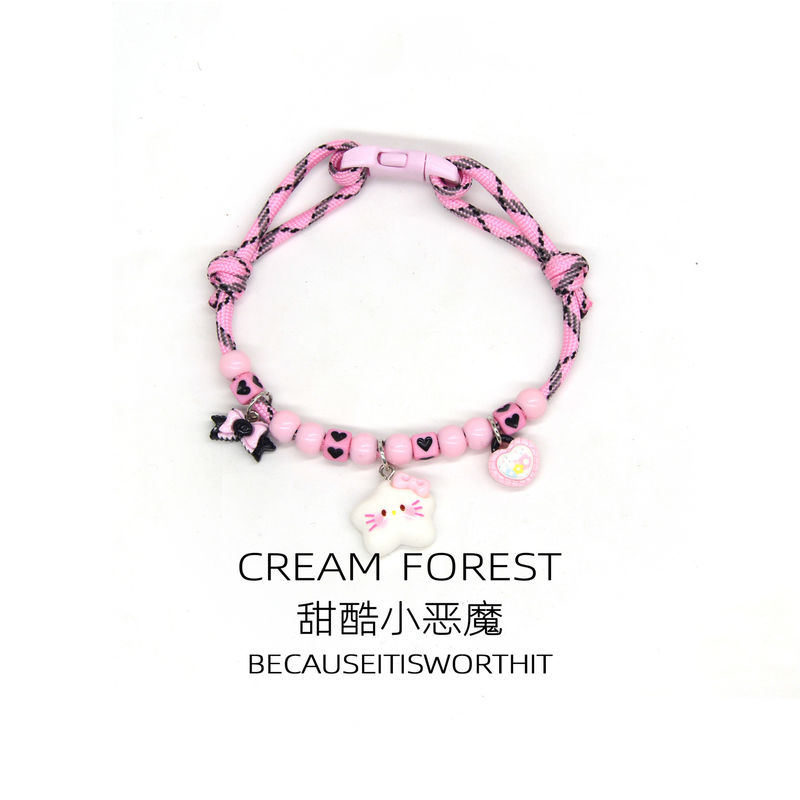 Pink Black Star Charm Pet Collar Adjustable for Dogs Cats