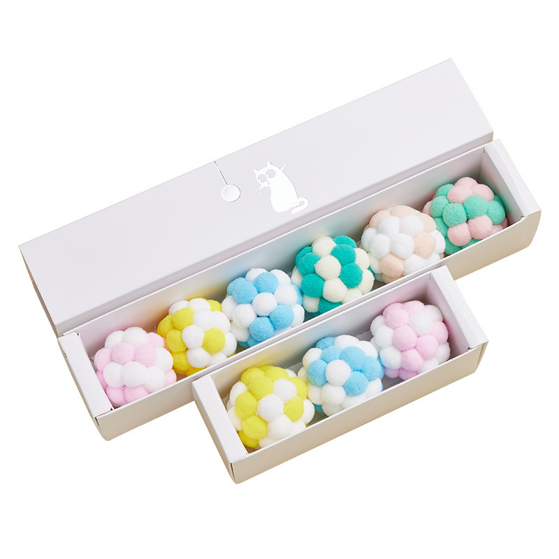 Fluffy Pompom Cat Toy Ball for Kittens Play and Chewing